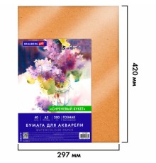 Бумага для акварели А3 40 л., 200 г/м2 ГОЗНАК СПб, в коробке, BRAUBERG ART CLASSIC, 