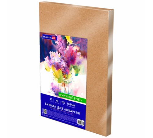 Бумага для акварели А3 40 л., 200 г/м2 ГОЗНАК СПб, в коробке, BRAUBERG ART CLASSIC, 