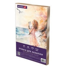 Бумага для акварели А4 60 л., 270 г/м2, мелкое зерно, в коробке, BRAUBERG ART CLASSIC, 