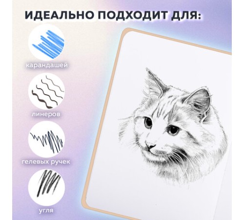 Скетчбук, белая бумага 80 г/м2, 145х203 мм, 80 л., резинка, твердый, BRAUBERG ART, 