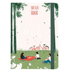 Скетчбук, белая бумага 120 г/м2, 145х203 мм, 80 л., резинка, твердый, BRAUBERG ART, 