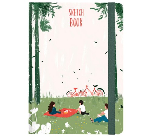 Скетчбук, белая бумага 120 г/м2, 145х203 мм, 80 л., резинка, твердый, BRAUBERG ART, 