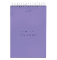 Скетчбук, белая бумага 100 г/м2, 140х201 мм, 60 л., гребень, жёсткая подложка, BRAUBERG ART, Minimal сиреневый, 116901