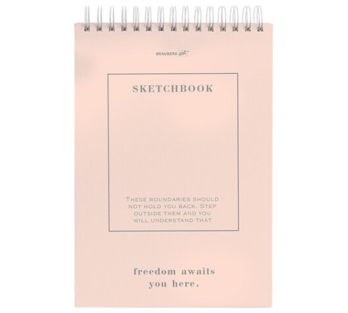 Скетчбук, белая бумага 100 г/м2, 140х201 мм, 60 л., гребень, жёсткая подложка, BRAUBERG ART, Ассорти Beige, 116904