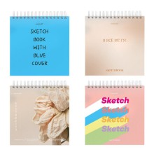 Скетчбук, белая бумага 120 г/м2, 190х190 мм, 80 л., гребень, жёсткая подложка, BRAUBERG ART, Ассорти Mood, 116905
