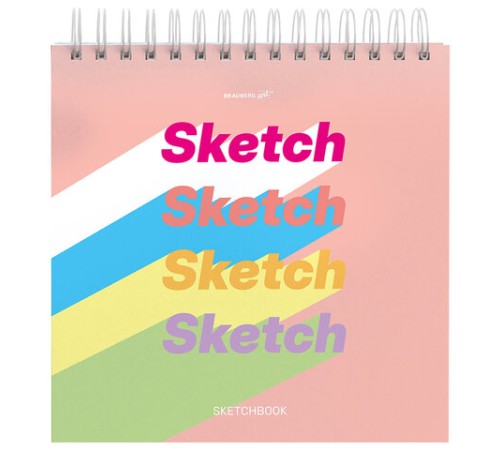 Скетчбук, белая бумага 120 г/м2, 190х190 мм, 80 л., гребень, жёсткая подложка, BRAUBERG ART, Ассорти Mood, 116905