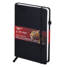 Скетчбук для смешанных техник MixMedia, 200 г/м2, 130х210 мм, 60 л., КОЖЗАМ, резинка, BRAUBERG ART CLASSIC, 116969