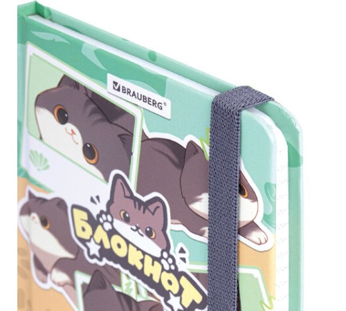 Блокнот с резинкой в клетку 96 л., МАЛЫЙ ФОРМАТ А6, 109х148 мм, BRAUBERG, кросс-серия 