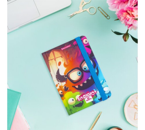 Блокнот с резинкой в клетку 96 л., МАЛЫЙ ФОРМАТ А6, 109х148 мм, BRAUBERG, кросс-серия 