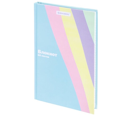 Блокнот А5 134х206 мм, 80 л., твёрдый, клетка, BRAUBERG, кросс-серия PASTEL, 117015
