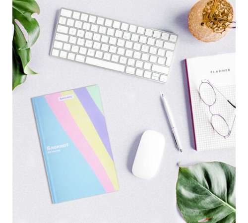 Блокнот А5 134х206 мм, 80 л., твёрдый, клетка, BRAUBERG, кросс-серия PASTEL, 117015