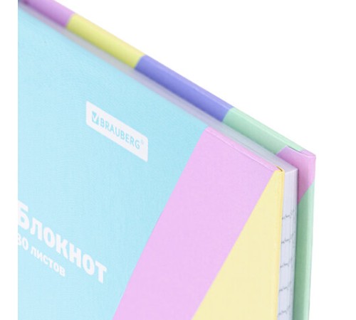 Блокнот МАЛЫЙ ФОРМАТ 110х147 мм, А6, 80 л., твёрдый, клетка, BRAUBERG кросс-серия PASTEL, 117017