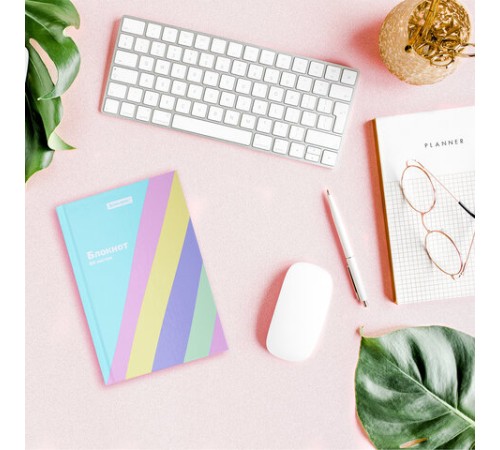 Блокнот МАЛЫЙ ФОРМАТ 110х147 мм, А6, 80 л., твёрдый, клетка, BRAUBERG кросс-серия PASTEL, 117017