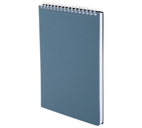 Блокнот А5, 80 л., силиконовый гребень, обложка пластик, клетка, BRAUBERG, синий, 117561