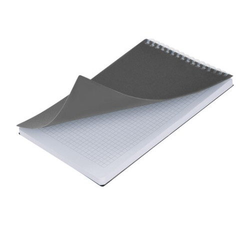 Блокнот А5, 80 л., силиконовый гребень, обложка пластик, клетка, BRAUBERG, серый, 117562