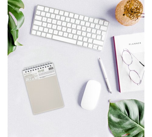 Блокнот МАЛЫЙ ФОРМАТ А6, 60 л., силиконовый гребень, обложка пластик, клетка, BRAUBERG, бежевый, 117563