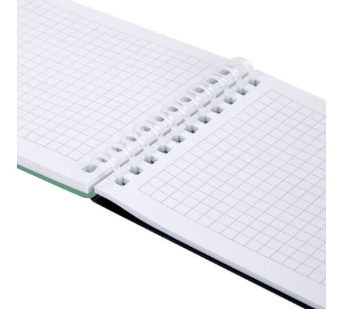 Блокнот МАЛЫЙ ФОРМАТ А6, 60 л., силиконовый гребень, обложка пластик, клетка, BRAUBERG, зеленый, 117564