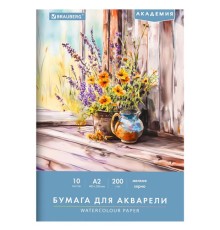 Папка для акварели БОЛЬШАЯ А2, 10 л., 200 г/м2, 400х590 мм, BRAUBERG АКАДЕМИЯ, 