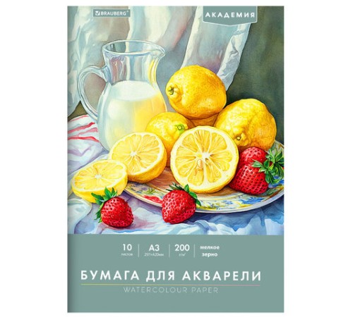 Папка для акварели БОЛЬШАЯ А3, 10 л., 200 г/м2, 297х420 мм, BRAUBERG АКАДЕМИЯ, 