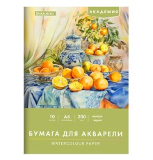 Папка для акварели А4, 10 л., 200 г/м2, 210х297 мм, BRAUBERG АКАДЕМИЯ, 