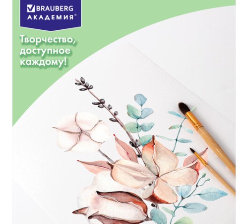 Папка для акварели БОЛЬШАЯ А2, 20 л., 200 г/м2, 400х590 мм, BRAUBERG АКАДЕМИЯ, 