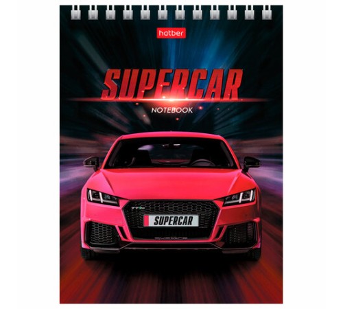 Блокнот МАЛЫЙ ФОРМАТ А6 110х145 мм, 40 л., гребень, лакированная обложка, клетка, HATBER, 