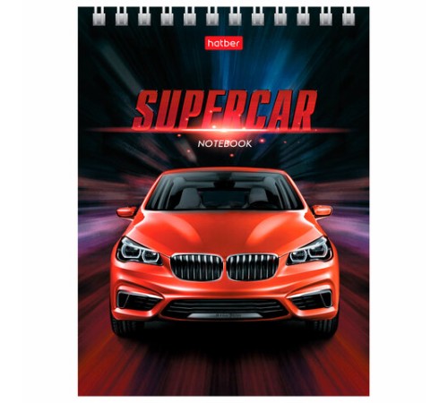 Блокнот МАЛЫЙ ФОРМАТ А6 110х145 мм, 40 л., гребень, лакированная обложка, клетка, HATBER, 