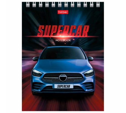 Блокнот МАЛЫЙ ФОРМАТ А6 110х145 мм, 40 л., гребень, лакированная обложка, клетка, HATBER, 