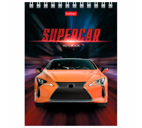 Блокнот МАЛЫЙ ФОРМАТ А6 110х145 мм, 40 л., гребень, лакированная обложка, клетка, HATBER, 