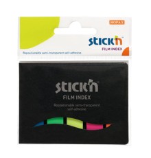 Закладки клейкие HOPAX НЕОНОВЫЕ, пластиковые, 12х45 мм, 5 цветов х 25 листов, в обложке, европодвес, 21076