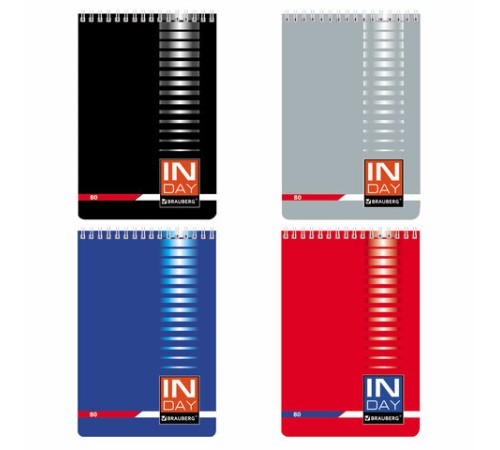 Блокнот А5 146х205 мм, 80 л., гребень, мелованная картонная обложка, клетка, BRAUBERG, 