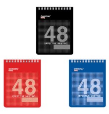 Блокнот МАЛЫЙ ФОРМАТ А6 108х146 мм, 48 л., гребень, мелованная картонная обложка, клетка, ОФИСМАГ, 3 вида, 121832