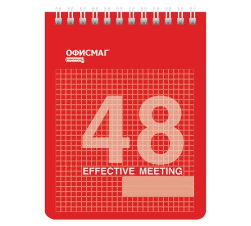 Блокнот МАЛЫЙ ФОРМАТ А6 108х146 мм, 48 л., гребень, мелованная картонная обложка, клетка, ОФИСМАГ, 3 вида, 121832