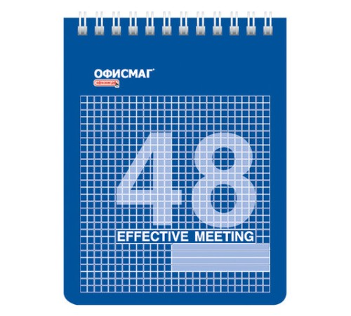 Блокнот МАЛЫЙ ФОРМАТ А6 108х146 мм, 48 л., гребень, мелованная картонная обложка, клетка, ОФИСМАГ, 3 вида, 121832