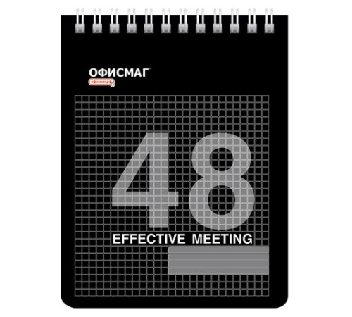 Блокнот МАЛЫЙ ФОРМАТ А6 108х146 мм, 48 л., гребень, мелованная картонная обложка, клетка, ОФИСМАГ, 3 вида, 121832