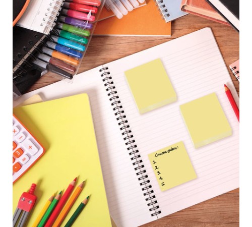 Блок самоклеящийся (стикеры) BRAUBERG, ПАСТЕЛЬНЫЙ, 38х51 мм, 100 листов, КОМПЛЕКТ 2 штуки, желтый, 122688