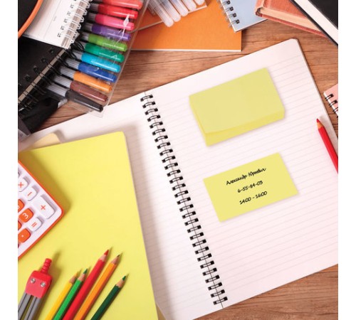 Блок самоклеящийся (стикеры) BRAUBERG, ПАСТЕЛЬНЫЙ, 76х51 мм, 100 листов, желтый, 122689