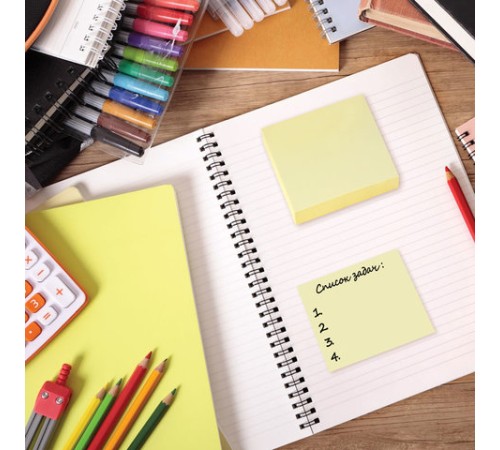 Блок самоклеящийся (стикеры) BRAUBERG, ПАСТЕЛЬНЫЙ, 76х76 мм, 100 листов, желтый, 122690