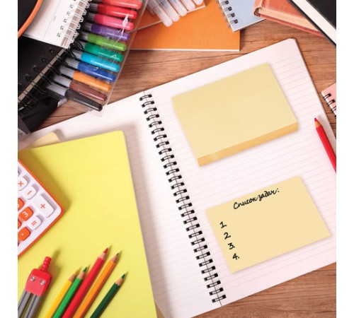 Блок самоклеящийся (стикеры) BRAUBERG, ПАСТЕЛЬНЫЙ, 76х102 мм, 100 листов, желтый, 122691