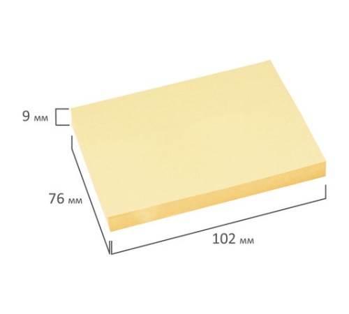 Блок самоклеящийся (стикеры) BRAUBERG, ПАСТЕЛЬНЫЙ, 76х102 мм, 100 листов, желтый, 122691