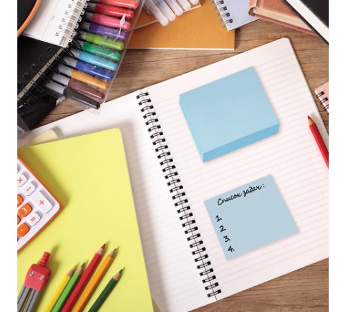 Блок самоклеящийся (стикеры) BRAUBERG, ПАСТЕЛЬНЫЙ, 76х76 мм, 100 листов, голубой, 122695