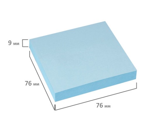 Блок самоклеящийся (стикеры) BRAUBERG, ПАСТЕЛЬНЫЙ, 76х76 мм, 100 листов, голубой, 122695