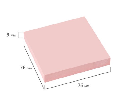 Блок самоклеящийся (стикеры) BRAUBERG, ПАСТЕЛЬНЫЙ, 76х76 мм, 100 листов, розовый, 122697