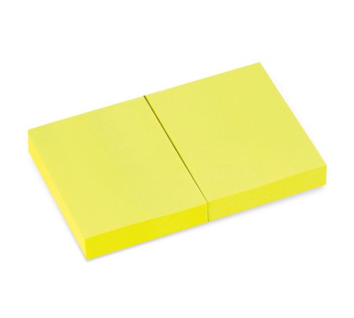 Блок самоклеящийся (стикеры), BRAUBERG, НЕОНОВЫЙ, 38х51 мм, 90 листов, КОМПЛЕКТ 2 штуки, желтый, 122698