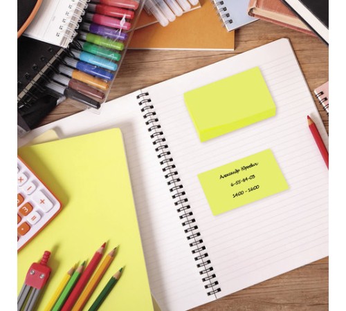 Блок самоклеящийся (стикеры), BRAUBERG, НЕОНОВЫЙ, 76х51 мм, 90 листов, желтый, 122699