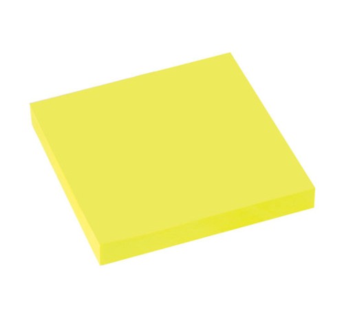 Блок самоклеящийся (стикеры), BRAUBERG, НЕОНОВЫЙ, 76х76 мм, 90 листов, желтый, 122702