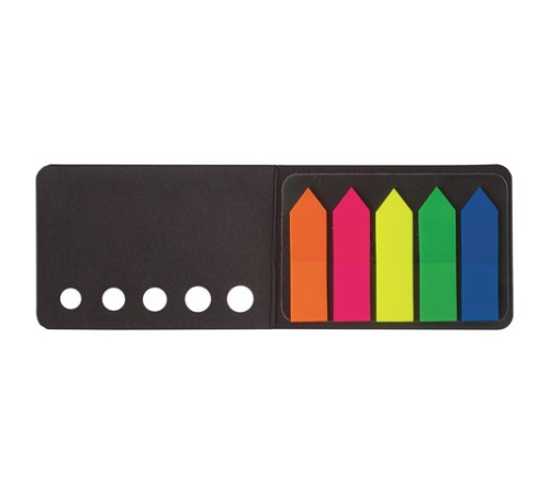 Закладки клейкие неоновые BRAUBERG, 42х12 мм, 100 штук (5 цветов х 20 листов), в картонной книжке, 122705