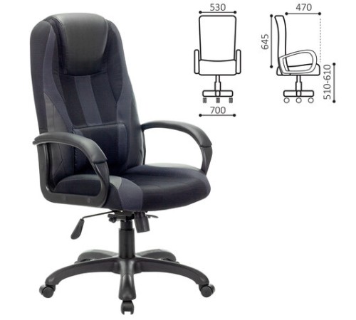 Кресло компьютерное BRABIX PREMIUM "Rapid GM-102", экокожа/ткань, черное/серое, 532105 Кресло компьютерное BRABIX PREMIUM "Rapid GM-102", экокожа/ткань, черное/серое, 532105