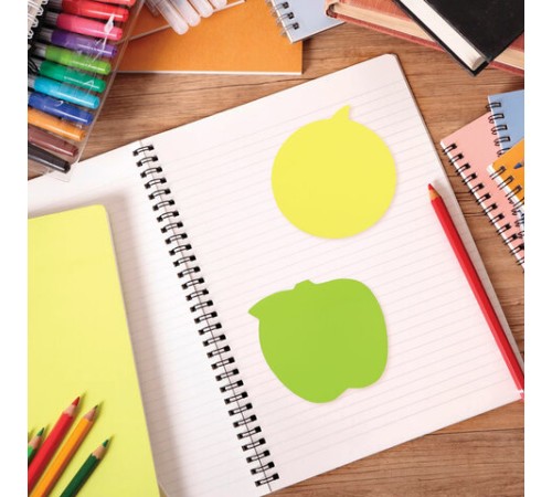 Блок самоклеящийся (стикеры), фигурный BRAUBERG, НЕОНОВЫЙ 