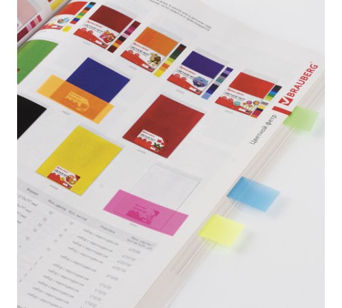 Закладки клейкие неоновые BRAUBERG, 48х20 мм, 100 штук (5 цветов х 20 листов), в пластиковом диспенсере, 122733